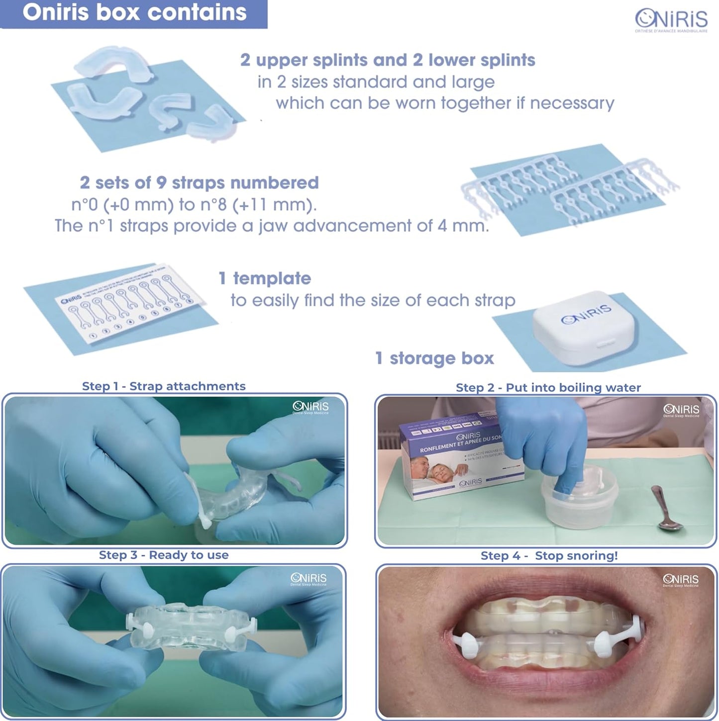 ONIRIS® Anti Snoring Mouthpiece Solution for Men & Women - FDA-Cleared (Fits All Mouth Sizes)